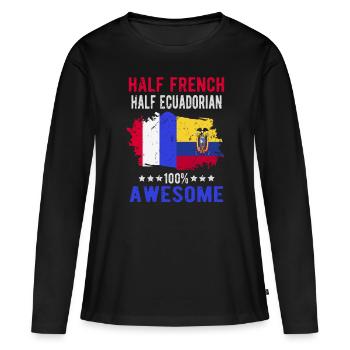 Moitié Français moitié équatorien - T-shirt manches longues Premium bio Femme - noir - Devant - Julia (174cm)