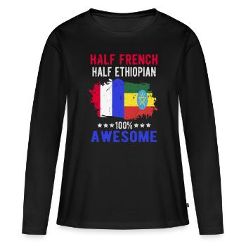 Moitié Français moitié éthiopien - T-shirt manches longues Premium bio Femme - noir - Devant - Julia (174cm)