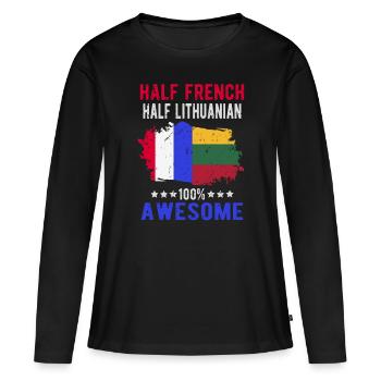 Moitié Français moitié lituanien - T-shirt manches longues Premium bio Femme - noir - Devant - Julia (174cm)