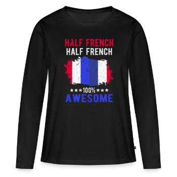 Moitié Français moitié Français - T-shirt manches longues Premium bio Femme - noir - Devant - Julia (174cm)
