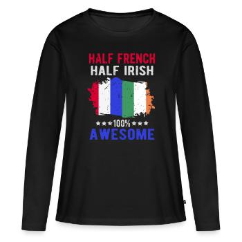 Moitié Français moitié irlandais - T-shirt manches longues Premium bio Femme - noir - Devant - Julia (174cm)