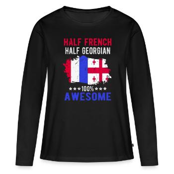 Moitié Français moitié géorgien - T-shirt manches longues Premium bio Femme - noir - Devant - Julia (174cm)