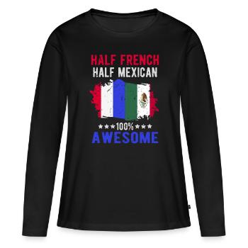 Moitié Français moitié mexicain - T-shirt manches longues Premium bio Femme - noir - Devant - Julia (174cm)