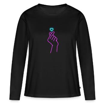 K-Pop - T-shirt manches longues Premium bio Femme - noir - Devant - Julia (174cm)