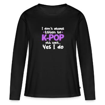 K-Pop - T-shirt manches longues Premium bio Femme - noir - Devant - Julia (174cm)
