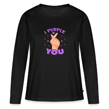 K-Pop - T-shirt manches longues Premium bio Femme - noir - Devant - Julia (174cm)