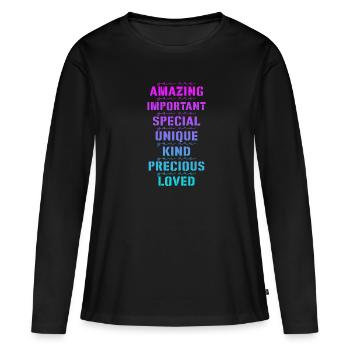 Motivation - T-shirt manches longues Premium bio Femme - noir - Devant - Julia (174cm)