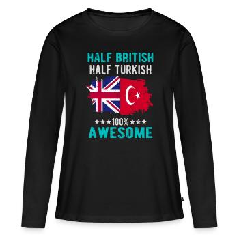 Moitié britannique moitié turc - T-shirt manches longues Premium bio Femme - noir - Devant - Julia (174cm)