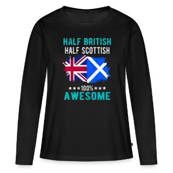 Moitié britannique moitié écossais - T-shirt manches longues Premium bio Femme - noir - Devant - Julia (174cm)