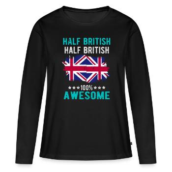 Moitié britannique moitié britannique - T-shirt manches longues Premium bio Femme - noir - Devant - Julia (174cm)
