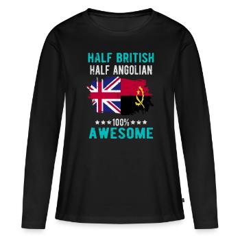 Moitié britannique moitié angolier - T-shirt manches longues Premium bio Femme - noir - Devant - Julia (174cm)