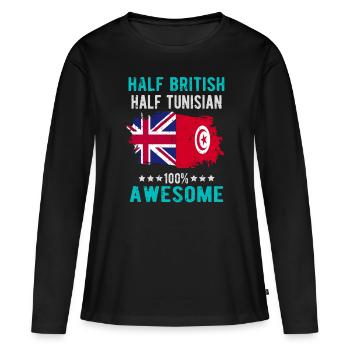Moitié britannique moitié tunisien - T-shirt manches longues Premium bio Femme - noir - Devant - Julia (174cm)