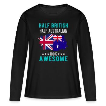 Moitié britannique moitié australien - T-shirt manches longues Premium bio Femme - noir - Devant - Julia (174cm)