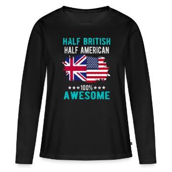 Moitié britannique moitié américain - T-shirt manches longues Premium bio Femme - noir - Devant - Julia (174cm)