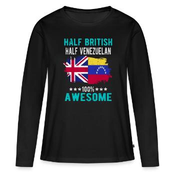 Moitié britannique moitié vénézuélien - T-shirt manches longues Premium bio Femme - noir - Devant - Julia (174cm)