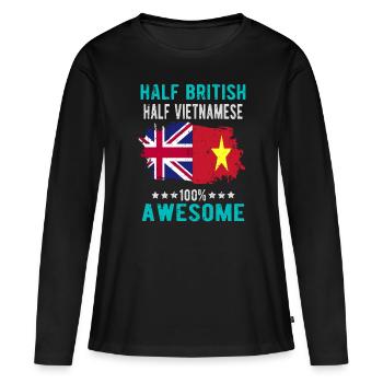 Moitié britannique moitié vietnamien - T-shirt manches longues Premium bio Femme - noir - Devant - Julia (174cm)