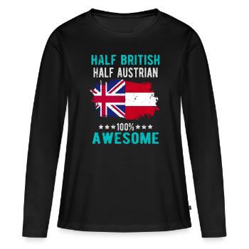 Moitié britannique moitié autrichienne - T-shirt manches longues Premium bio Femme - noir - Devant - Julia (174cm)