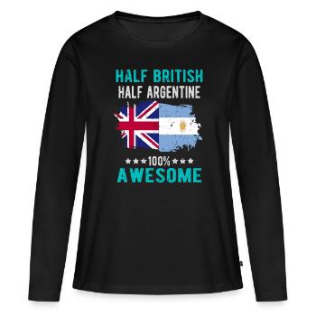 Moitié britannique moitié argentine - T-shirt manches longues Premium bio Femme - noir - Devant - Julia (174cm)