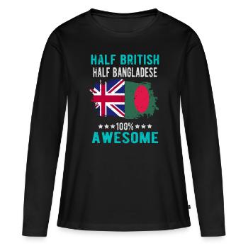 Moitié britannique moitié bangladais - T-shirt manches longues Premium bio Femme - noir - Devant - Julia (174cm)
