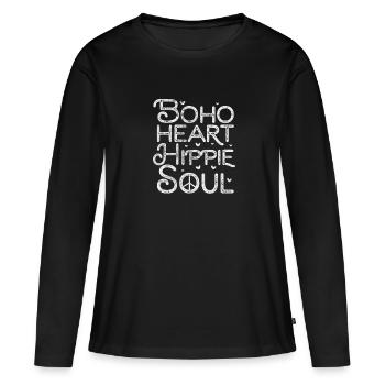 Hippie - T-shirt manches longues Premium bio Femme - noir - Devant - Julia (174cm)