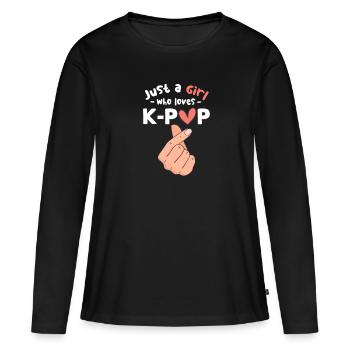 K-Pop - T-shirt manches longues Premium bio Femme - noir - Devant - Julia (174cm)