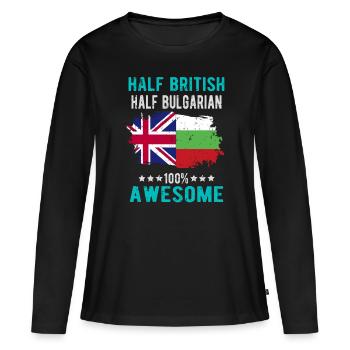 Moitié britannique moitié bulgare - T-shirt manches longues Premium bio Femme - noir - Devant - Julia (174cm)