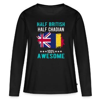 Moitié britannique moitié Chader - T-shirt manches longues Premium bio Femme - noir - Devant - Julia (174cm)