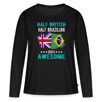 Moitié britannique moitié brésilien - T-shirt manches longues Premium bio Femme - noir - Devant - Julia (174cm)