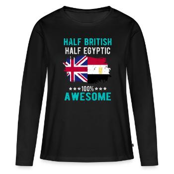 Moitié britannique moitié égyptien - T-shirt manches longues Premium bio Femme - noir - Devant - Julia (174cm)
