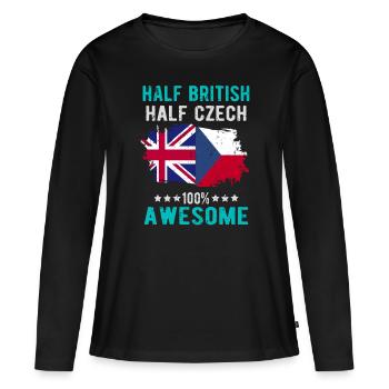 Moitié britannique moitié tchèque - T-shirt manches longues Premium bio Femme - noir - Devant - Julia (174cm)