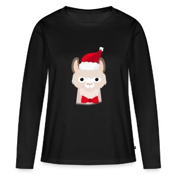 Lama de Noël laid - T-shirt manches longues Premium bio Femme - noir - Devant - Julia (174cm)