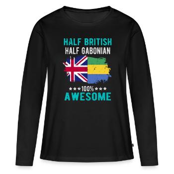 Moitié britannique moitié gabonais - T-shirt manches longues Premium bio Femme - noir - Devant - Julia (174cm)