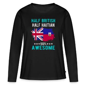 Moitié britannique moitié haïtien - T-shirt manches longues Premium bio Femme - noir - Devant - Julia (174cm)