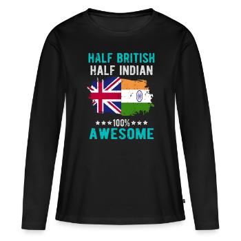 Moitié britannique moitié indien - T-shirt manches longues Premium bio Femme - noir - Devant - Julia (174cm)