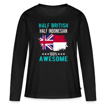Moitié britannique moitié indonésienne - T-shirt manches longues Premium bio Femme - noir - Devant - Julia (174cm)