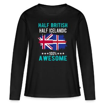 Moitié britannique moitié islandais - T-shirt manches longues Premium bio Femme - noir - Devant - Julia (174cm)