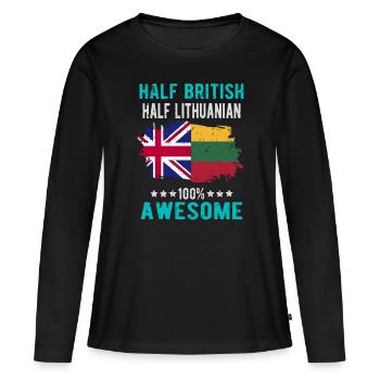 Moitié britannique moitié lituanien - T-shirt manches longues Premium bio Femme - noir - Devant - Julia (174cm)