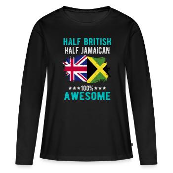 Moitié britannique moitié jamaïcain - T-shirt manches longues Premium bio Femme - noir - Devant - Julia (174cm)