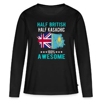 Moitié britannique moitié kazakh - T-shirt manches longues Premium bio Femme - noir - Devant - Julia (174cm)