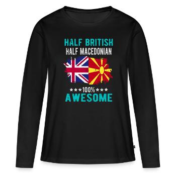 Moitié britannique moitié macédonien - T-shirt manches longues Premium bio Femme - noir - Devant - Julia (174cm)