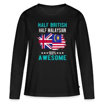 Moitié britannique moitié malaisien - T-shirt manches longues Premium bio Femme - noir - Devant - Julia (174cm)