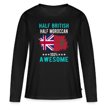 Moitié britannique moitié marocain - T-shirt manches longues Premium bio Femme - noir - Devant - Julia (174cm)