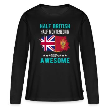 Moitié britannique moitié monténégrin - T-shirt manches longues Premium bio Femme - noir - Devant - Julia (174cm)