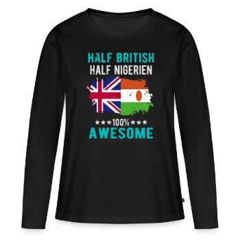 Moitié britannique moitié Nigrer - T-shirt manches longues Premium bio Femme - noir - Devant - Julia (174cm)