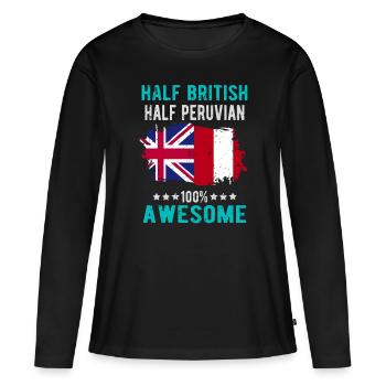 Moitié britannique moitié péruvien - T-shirt manches longues Premium bio Femme - noir - Devant - Julia (174cm)
