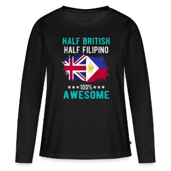 Moitié britannique moitié philippin - T-shirt manches longues Premium bio Femme - noir - Devant - Julia (174cm)
