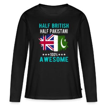 Moitié Britannique Moitié Pakistanais - T-shirt manches longues Premium bio Femme - noir - Devant - Julia (174cm)