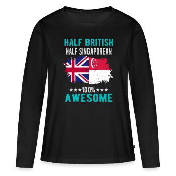 Moitié britannique moitié singapourien - T-shirt manches longues Premium bio Femme - noir - Devant - Julia (174cm)