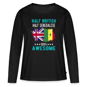 Moitié britannique moitié sénégalais - T-shirt manches longues Premium bio Femme - noir - Devant - Julia (174cm)