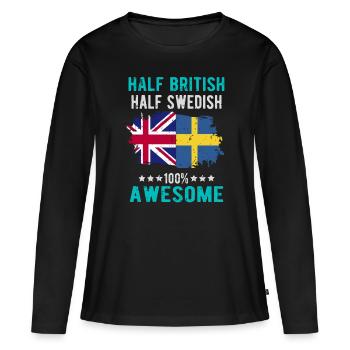 Moitié britannique moitié suédois - T-shirt manches longues Premium bio Femme - noir - Devant - Julia (174cm)